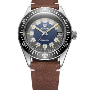 Nivada Grenchen Aquamar Vintage - Brown Leather White Stitching