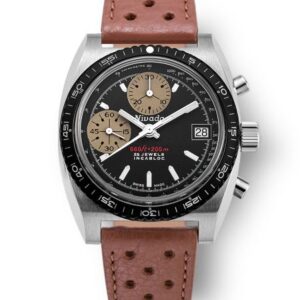 Nivada Grenchen Autochron White Automatic - Brown Racing Strap