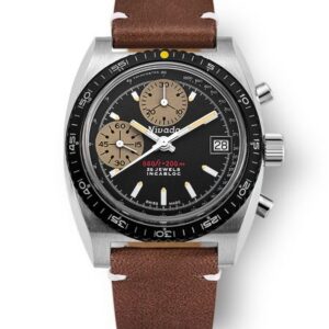 Nivada Grenchen Autochron Yellow Automatic - Brown Leather White Stitching