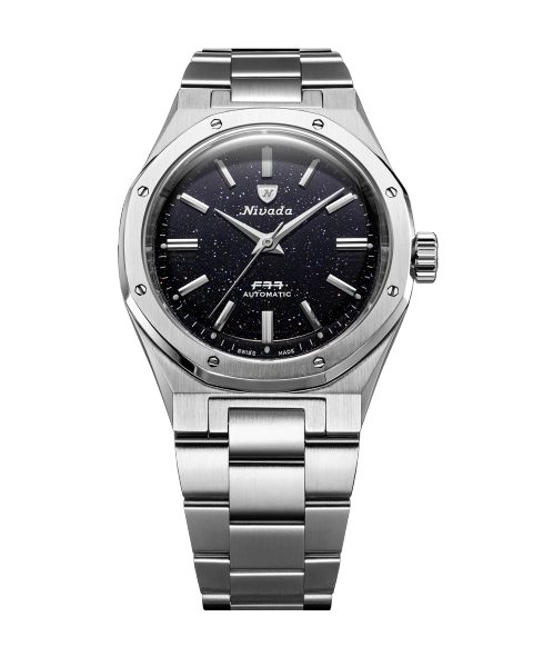 Nivada Grenchen F77 SST Dark Blue Aventurine MK2 - 38 mm - Stainless Steel Bracelet - Obrázek 2