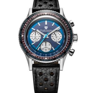 Nivada Grenchen Chronoking Racing Blue Lagoon - Inter. Bezel - Black Racing Strap