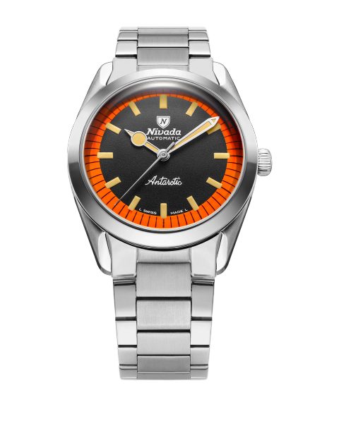 Nivada Grenchen Super Antarctic Black & Orange - 38 mm No Date - Black leather - Obrázek 2