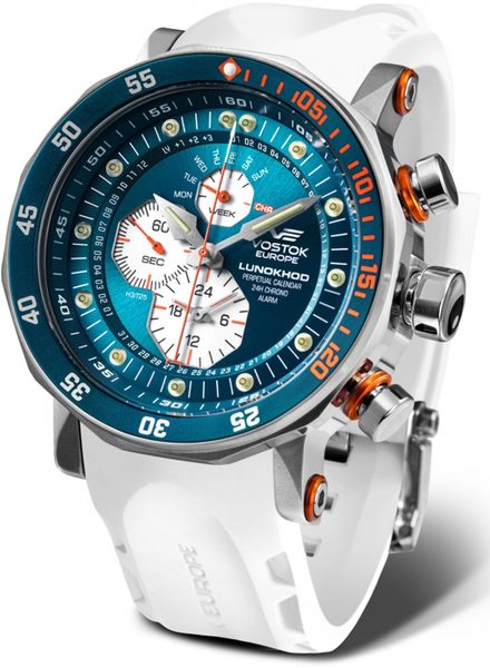 Vostok Europe Lunochod-2 Multifuncional Line YM86-620A636 - bílý gumový řemínek
