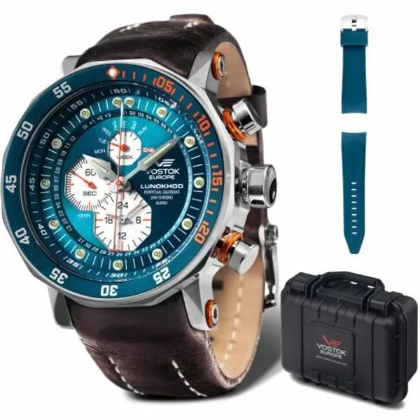 Vostok Europe Lunochod-2 Multifuncional Line YM86-620A636 - modrý gumový řemínek - Obrázek 3