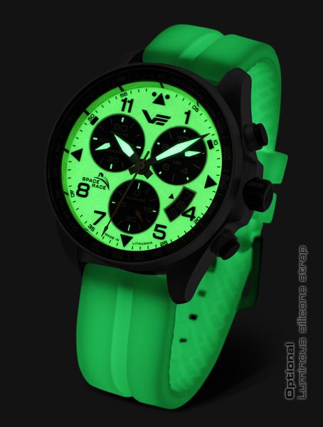 Vostok Europe Space Race Chrono Line 6S30-325A743 - bílý gumový řemínek (luminiscenční) - Obrázek 3
