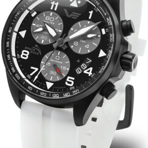Vostok Europe Space Race Chrono Line 6S30-325C744 - bílý gumový řemínek (luminiscenční)