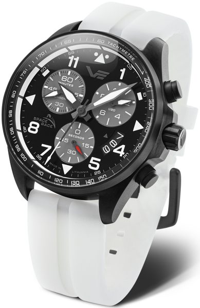 Vostok Europe Space Race Chrono Line 6S30-325C744 - bílý gumový řemínek (luminiscenční)