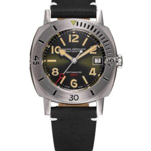 Nivada Grenchen Depthmaster Numerals - Black Leather White Stitching