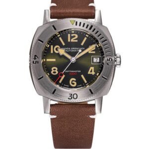 Nivada Grenchen Depthmaster Numerals - Brown Leather White Stitching