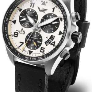 Vostok Europe Space Race Chrono Line 6S30-325A743 - černý kožený řemínek