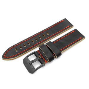 Kožený řemínek Vostok Europe pro Almaz 6S11-320C260 - černý/černá spona
