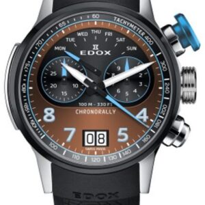 EDOX Chronorally Quartz Chronograph 38003-TINBU-BRNB