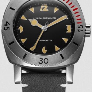 Nivada Grenchen Art Deco Depthmaster - Black Leather White Stitching