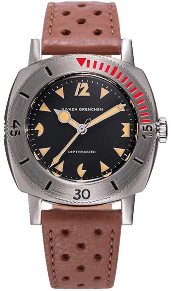 Nivada Grenchen Art Deco Depthmaster - Brown Racing Strap