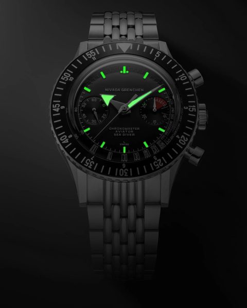 Nivada Grenchen Chronomaster Broad Arrow 41mm - Black Leather - Obrázek 3