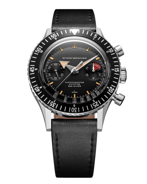 Nivada Grenchen Chronomaster Broad Arrow 41mm - Black Leather