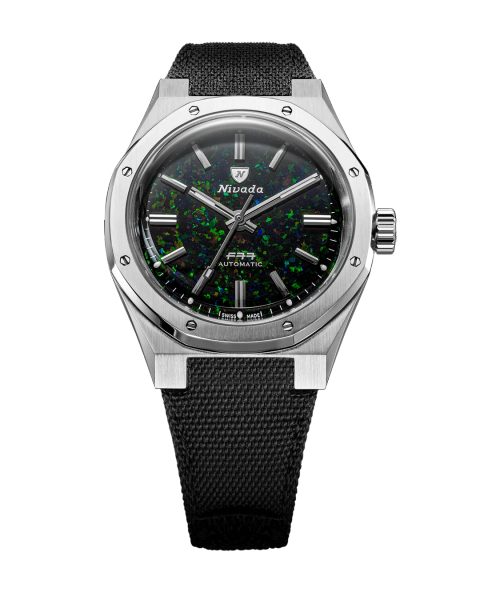 Nivada Grenchen F77 MK2 Black Opal - 100 Years - 38 mm - Velcro Strap