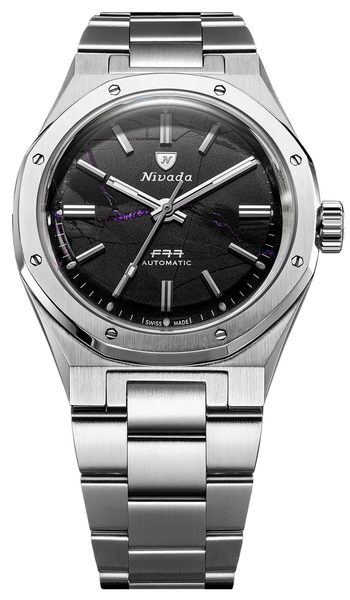 Nivada Grenchen F77 MK2 Shungite Black - 100 Years - 38 mm - Velcro Strap - Obrázek 2