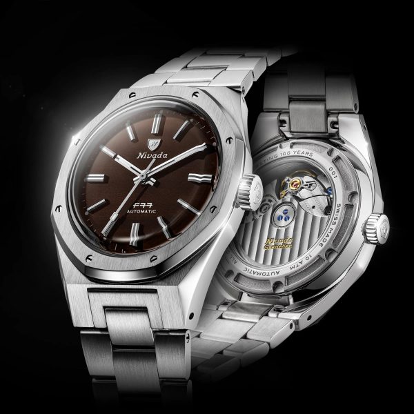 Nivada Grenchen F77 MK2 Smoky Quartz - 100 Years - 38 mm - Black Rubber - Obrázek 2