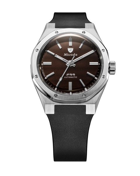 Nivada Grenchen F77 MK2 Smoky Quartz - 100 Years - 38 mm - Black Rubber